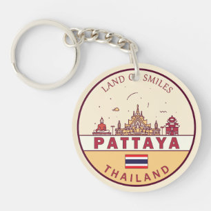 Pattaya Thailand City Skyline Embleem Sleutelhanger