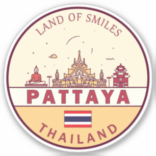 Pattaya Thailand City Skyline Embleem Sticker