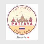 Pattaya Thailand City Skyline Embleem Sticker (Vel)
