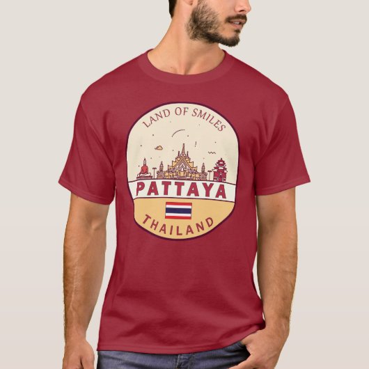 Pattaya Thailand City Skyline Embleem T-shirt (Voorkant)