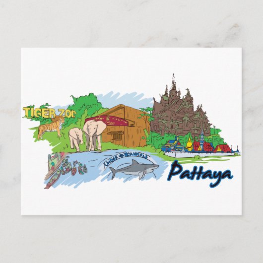 Pattaya Thailand Famous City Briefkaart (Voorkant)