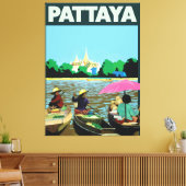 Pattaya Thailand-reisposter Canvas Afdruk (Insitu (Woonkamer))