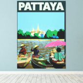 Pattaya Thailand-reisposter Canvas Afdruk (Insitu (Houten vloer))
