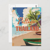Pattaya Thailand Vintage Travel Poster Briefkaart (Voorkant / Achterkant)