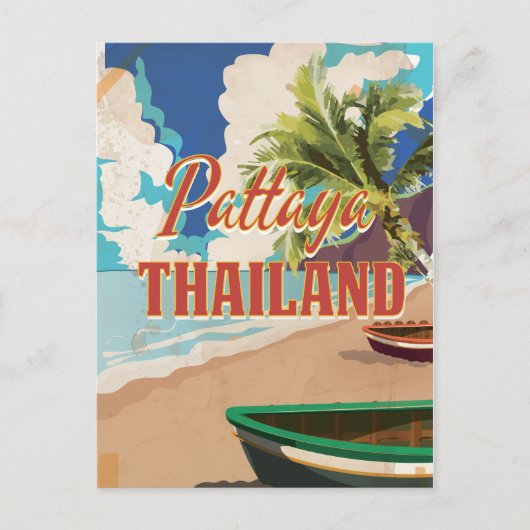 Pattaya Thailand Vintage Travel Poster Briefkaart (Voorkant)