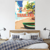 Pattaya Thailand Vintage Travel Poster Canvas Afdruk (Insitu (Slaapkamer))