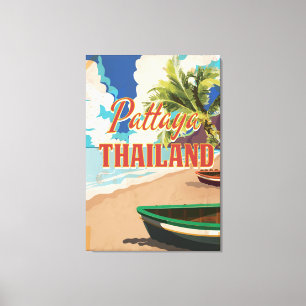 Pattaya Thailand Vintage Travel Poster Canvas Afdruk