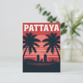 Pattaya Thailand Zonsondergang Palmboom Briefkaart (Staand voorkant)