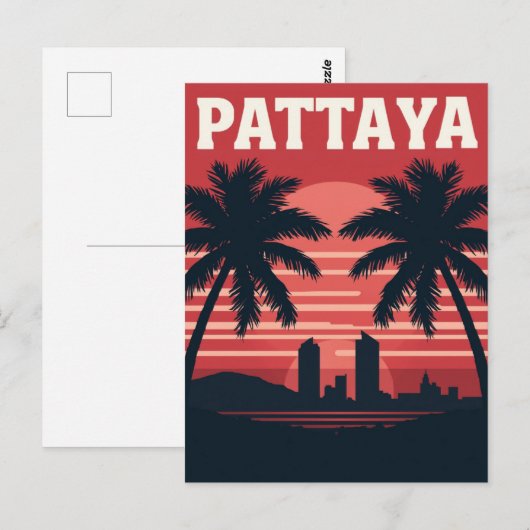Pattaya Thailand Zonsondergang Palmboom Briefkaart (Voorkant / Achterkant)