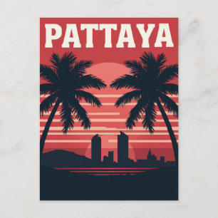 Pattaya Thailand Zonsondergang Palmboom Briefkaart