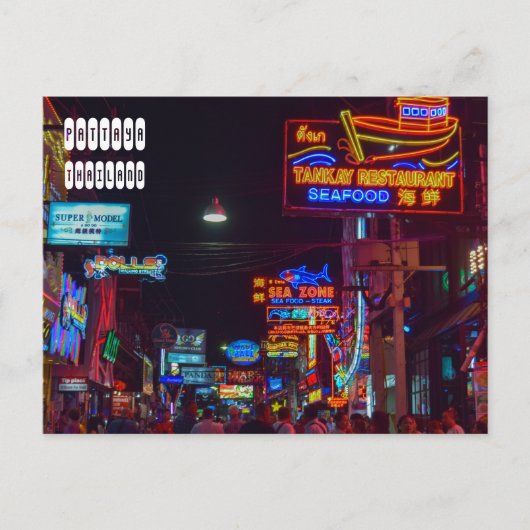 Pattaya Walking Street in Thailand Briefkaart (Voorkant)