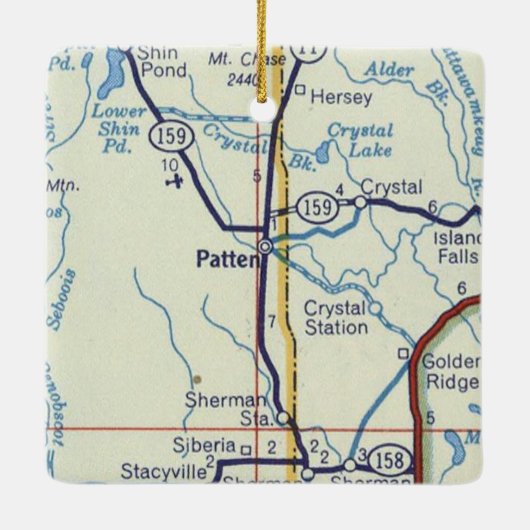 Patten Maine  Map Keramisch Ornament (Achterkant)