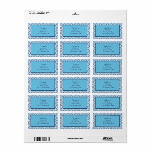 Patterated Blue Large Address Label (Full Sheet)