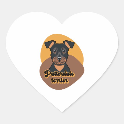 Patterdale doodsbange hart sticker (Voorkant)