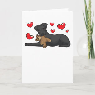 Patterdale Terrier hond met knuffeldier Kaart