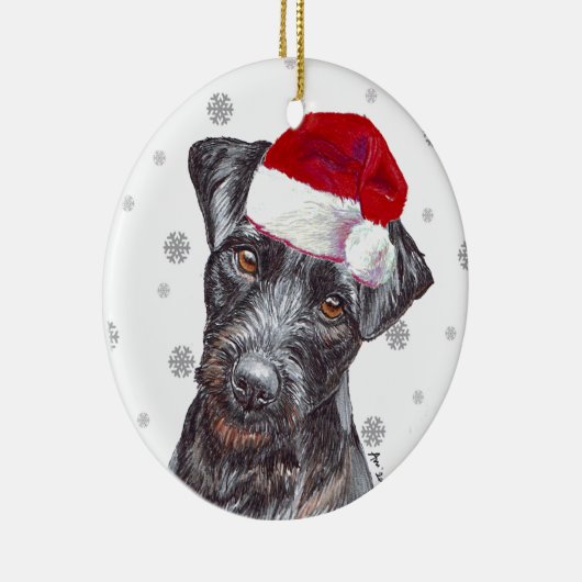 Patterdale Terrier - Santa Hat Kerstmis Bauble D Keramisch Ornament (Rechts)