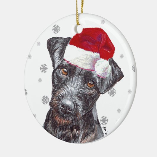Patterdale Terrier - Santa Hat Kerstmis Bauble D Keramisch Ornament (Links)