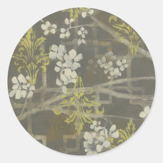 Pattered Blossom Branch I Ronde Sticker (Voorkant)
