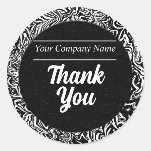 Pattered Border Black and White Hartelijk dank Ronde Sticker (Voorkant)