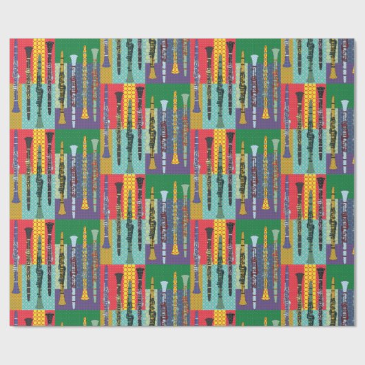 Pattered Clarinets Cadeaupapier (Vlak)