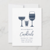 Pattered Cocktails Navy Blue Cocktail Party Kaart (Voorkant)