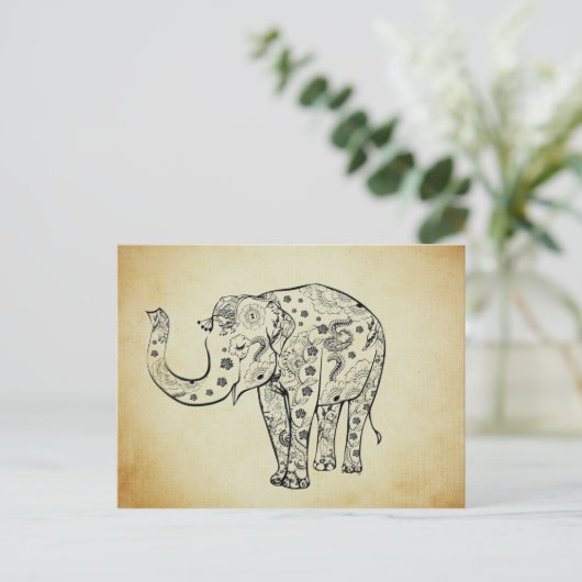 Pattered Elephant Briefkaart (Staand voorkant)