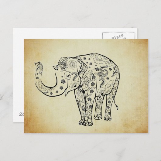 Pattered Elephant Briefkaart (Voorkant / Achterkant)