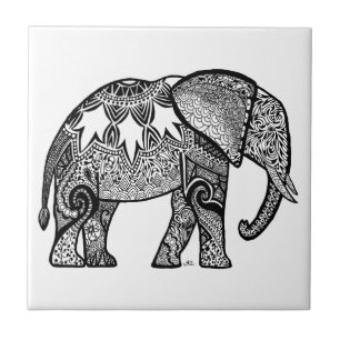 Pattered Elephant Tegeltje
