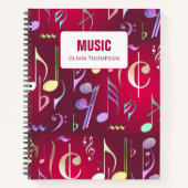Pattered Music Lesson Composition Book Red Notitieboek (Voorkant)