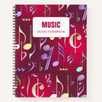 Pattered Music Lesson Composition Book Red