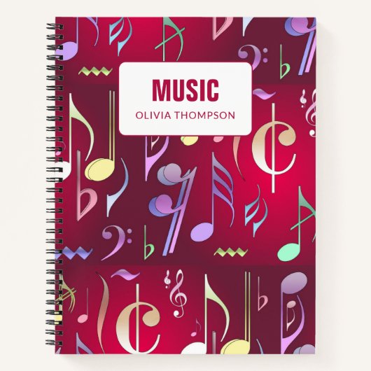 Pattered Music Lesson Composition Book Red Notitieboek (Voorkant)