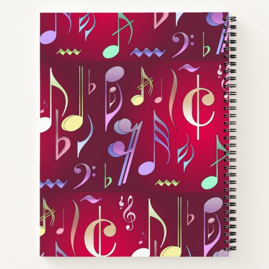 Pattered Music Lesson Composition Book Red Notitieboek (Achterkant)