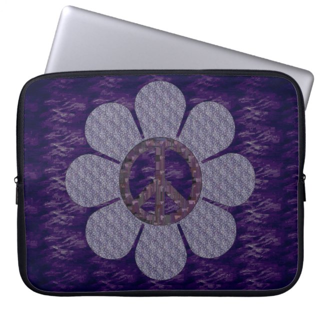 Pattered Peace Flower Laptop Sleeve (Voorkant)