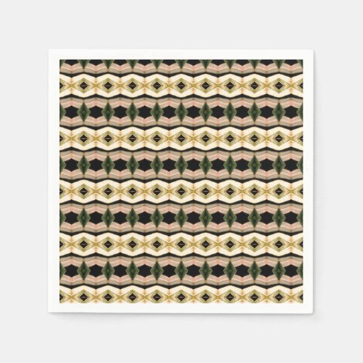 Pattered Pink Black en Taupe Designer Servet (Voorkant)