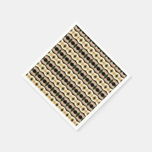 Pattered Pink Black en Taupe Designer Servet (Hoek)