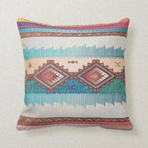 Patterend Navajo Blues, Blauwgroen Kussen