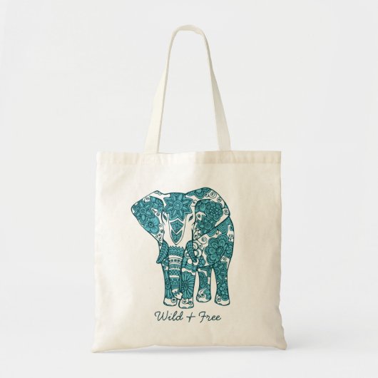  patterende olifant Art Wild en Free Tote Bag (Voorkant)