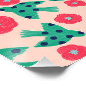 Pattern_8_Camellia en Bird_2 glanzend poster (Hoek)