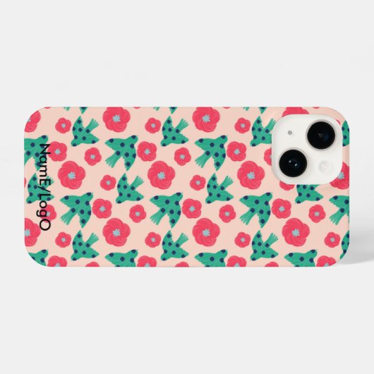 pattern_8_camellia en bird_2 iPhone case iPhone Hoesje (Achterkant horizontaal)