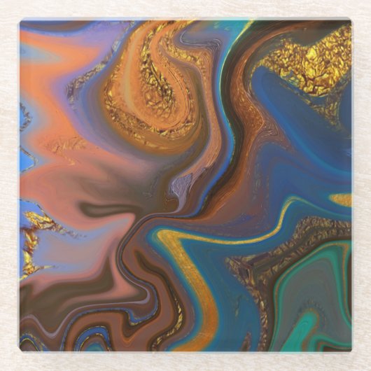 pattern abstract marbled glazen onderzetter (Voorkant)