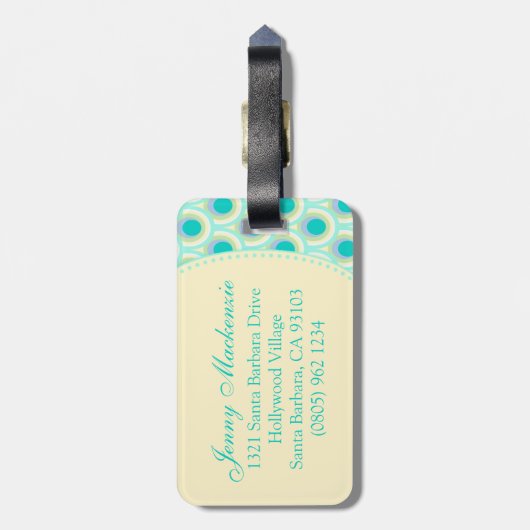 Pattern aqua mint green genaamd bagagelabel (Achterkant verticaal)