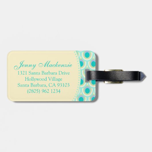 Pattern aqua mint green genaamd bagagelabel (Achterkant horizontaal)