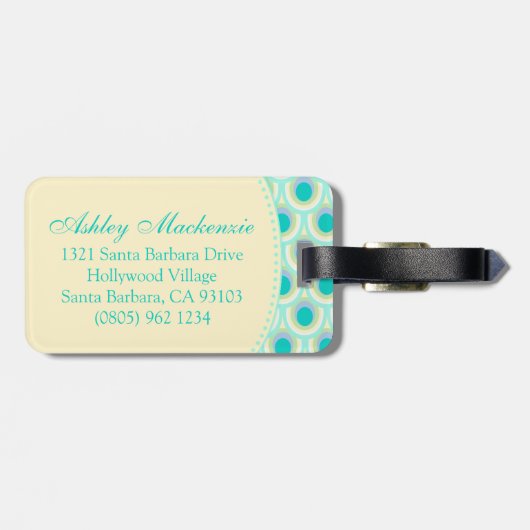 Pattern aqua mint green genaamd bagagelabel (Achterkant horizontaal)