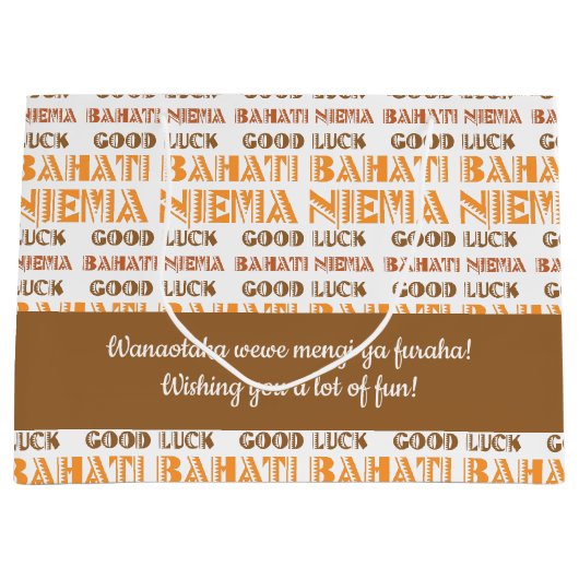 Pattern Bahati Niema, Good Luck in Swahili Groot Cadeauzakje (Voorkant)