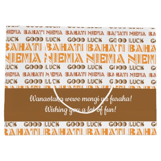 Pattern Bahati Niema, Good Luck in Swahili Groot Cadeauzakje (Achterkant)