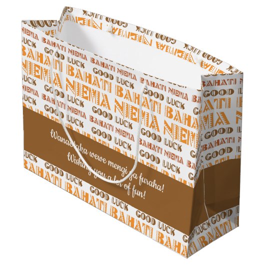 Pattern Bahati Niema, Good Luck in Swahili Groot Cadeauzakje (Achterkant Gekanteld)