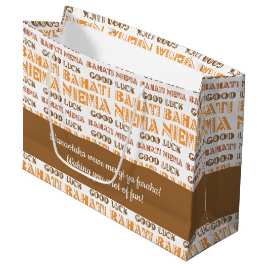 Pattern Bahati Niema, Good Luck in Swahili Groot Cadeauzakje (Voorkant Gekanteld)