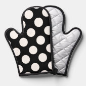 Pattern Big White Polka Dots on Black Ovenwant (Voorkant / Achterkant)