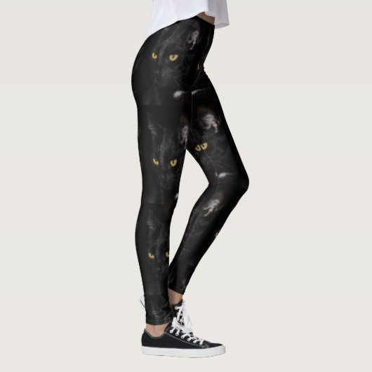 Pattern Black Cat Eyes Funny Halloween Leggings (Rechts)