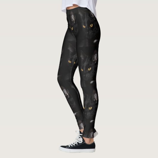 Pattern Black Cat Eyes Funny Halloween Leggings (Links)